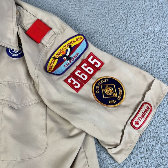 Boy Scouts Shirt Boy Large Micro Fiber Uniform Shirt BSA Polyester Calif Patches - Picture 2 of 13
